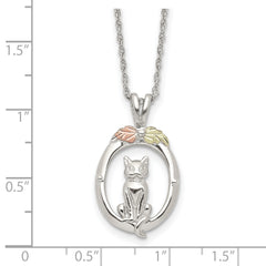 Sophia Jewelers Sterling Silver 12K Gold Cat Necklace with Polished Finish