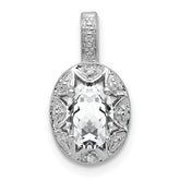 Sterling Silver Rhodium-plated Diam. & White Topaz Pendant