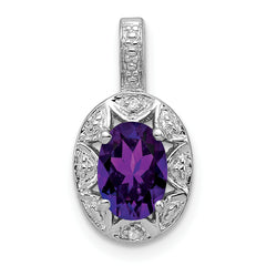 Sterling Silver Rhodium-plated Diam. & Amethyst Pendant