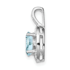 Sophia Jewelers 925 Sterling Silver Aquamarine & Diamond Pendant with Rhodium Finish