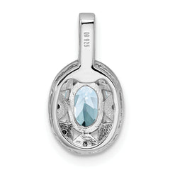Sophia Jewelers 925 Sterling Silver Aquamarine & Diamond Pendant with Rhodium Finish
