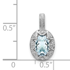 Sophia Jewelers 925 Sterling Silver Aquamarine & Diamond Pendant with Rhodium Finish