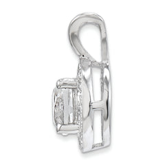 Sterling Silver 925 Rhodium-Plated Diamond & White Topaz Pendant Elegant Polished Design