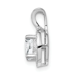 Sterling Silver 925 Rhodium-Plated Diamond & White Topaz Pendant Elegant Polished Design