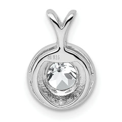 Sterling Silver 925 Rhodium-Plated Diamond & White Topaz Pendant Elegant Polished Design