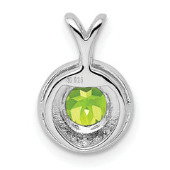925 Sterling Silver Rhodium-Plated Peridot & Diamond Pendant Polished, Natural Gemstones