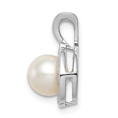 Sophia Jewelers Sterling Silver & Pearl Pendant with Diamonds Polished & Rhodium-Plated