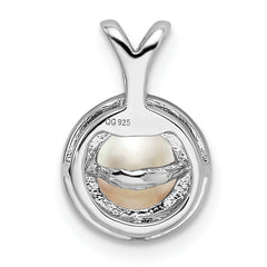 Sophia Jewelers Sterling Silver & Pearl Pendant with Diamonds Polished & Rhodium-Plated