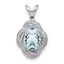 Sterling Silver Rhodium-plated Diam. & Aquamarine Pendant