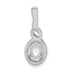 Sophia Jewelers Sterling Silver Rhodium-Plated White Topaz & Diamond Oval Pendant