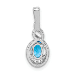 Sterling Silver Swiss Blue Topaz & Diamond Rhodium-Plated Birthstone Pendant
