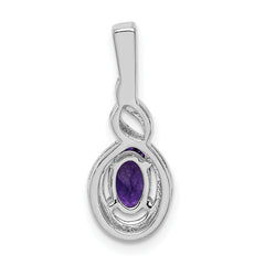 Sterling Silver Rhodium-Plated Amethyst and Diamond Pendant Elegant Birthstone Charm
