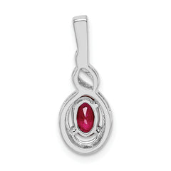 **Sterling Silver Rhodium-Plated Created Ruby & Diamond Birthstone Pendant July Elegance**