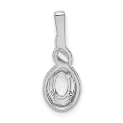 Sophia Jewelers Rhodium-Plated Sterling Silver Opal & Diamond Pendant Elegant October Birthstone Design