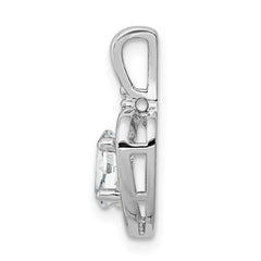 Sterling Silver Rhodium-Plated White Topaz & Diamond Pendant Elegant Birthstone Design