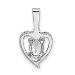 Sterling Silver Rhodium-Plated White Topaz & Diamond Pendant Elegant Birthstone Design