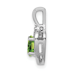 925 Sterling Silver Peridot & Diamond Pendant with Rhodium Finish August Birthstone Elegance