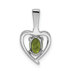 925 Sterling Silver Peridot & Diamond Pendant with Rhodium Finish August Birthstone Elegance