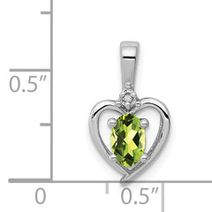 925 Sterling Silver Peridot & Diamond Pendant with Rhodium Finish August Birthstone Elegance