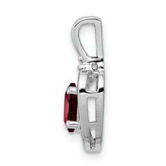 Sophia Jewelers Sterling Silver Garnet & Diamond Pendant, Rhodium-Plated, January Birthstone