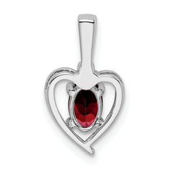 Sophia Jewelers Sterling Silver Garnet & Diamond Pendant, Rhodium-Plated, January Birthstone