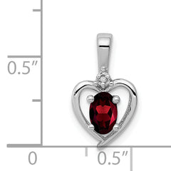 Sophia Jewelers Sterling Silver Garnet & Diamond Pendant, Rhodium-Plated, January Birthstone