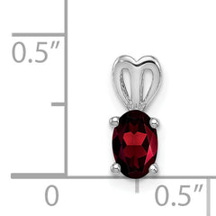 Sterling Silver Rhodium-Plated Garnet Pendant, Oval Prong Set, January Birthstone