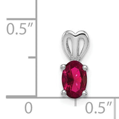 Sterling Silver Rhodium-Plated Created Ruby Pendant July Birthstone Polished Finish