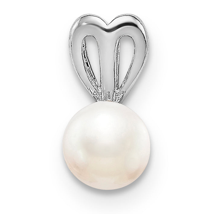Sterling Silver Rhodium-plated FW Cultured Pearl Pendant