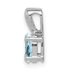 Sterling Silver Rhodium-Plated Aquamarine Pendant with Polished Oval Gemstone Sophia Jewelers