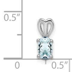 Sterling Silver Rhodium-Plated Aquamarine Pendant with Polished Oval Gemstone Sophia Jewelers