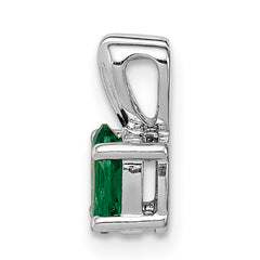 Sterling Silver Rhodium-Plated Emerald Pendant with Polished Finish May Birthstone