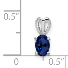 Sterling Silver Rhodium-plated Created Sapphire Pendant