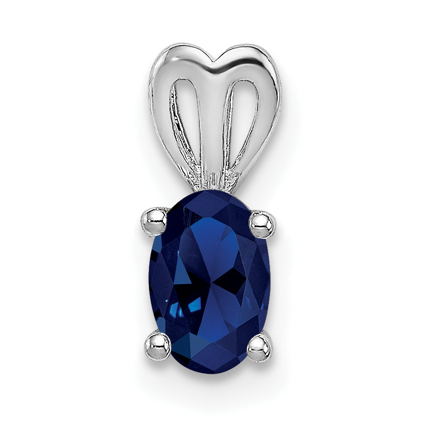 Sterling Silver Rhodium-plated Created Sapphire Pendant