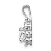 Sterling Silver Rhodium-Plated White Topaz & Diamond Pendant  Elegant April Birthstone Design