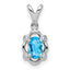 Sterling Silver Rhodium-plated Light Swiss Blue Topaz & Diam. Pendant