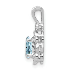 Sophia Jewelers Sterling Silver Rhodium-Plated Aquamarine & Diamond Pendant