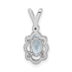 Sophia Jewelers Sterling Silver Rhodium-Plated Aquamarine & Diamond Pendant