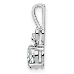 Sterling Silver 925 Rhodium-Plated White Topaz & Diamond Pendant, Polished Finish.