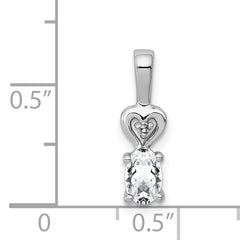 Sterling Silver 925 Rhodium-Plated White Topaz & Diamond Pendant, Polished Finish.
