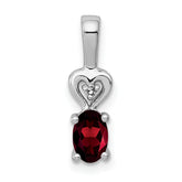 Sterling Silver Rhodium-plated Garnet & Diam. Pendant