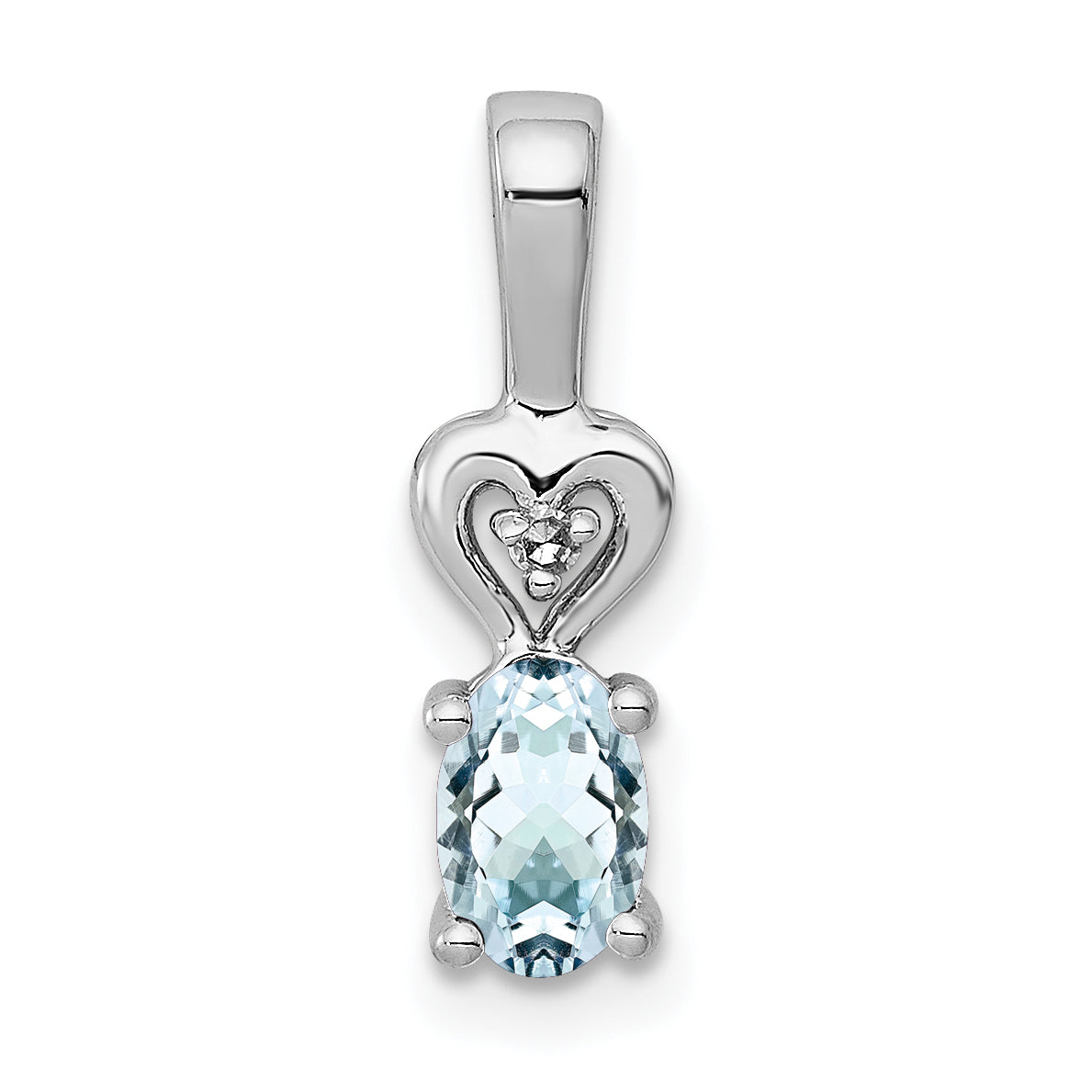 Sterling Silver Rhodium-plated Aquamarine & Diam. Pendant