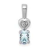 Sterling Silver Rhodium-plated Aquamarine & Diam. Pendant