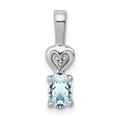 Sterling Silver Rhodium-plated Aquamarine & Diam. Pendant