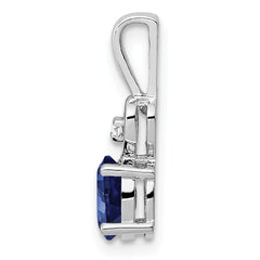 Sophia Jewelers Sterling Silver Sapphire & Diamond Pendant with Rhodium Finish Polished