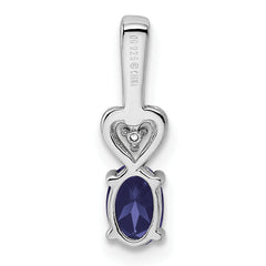 Sophia Jewelers Sterling Silver Sapphire & Diamond Pendant with Rhodium Finish Polished