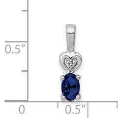 Sophia Jewelers Sterling Silver Sapphire & Diamond Pendant with Rhodium Finish Polished