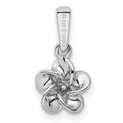 Sterling Silver 925 Rhodium-Plated Floral Diamond Pendant with Polished Finish
