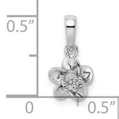 Sterling Silver 925 Rhodium-Plated Floral Diamond Pendant with Polished Finish