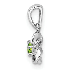 Sterling Silver Rhodium-Plated Peridot Pendant with Floral Design Polished Finish